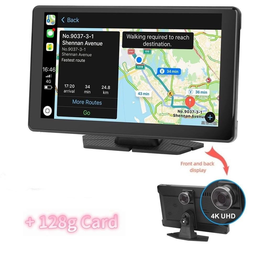 9-inch HD Wireless CarPlay, WiFi Dual-lens Dashcam, Car Navigation System, Equipped with Optical Sensor