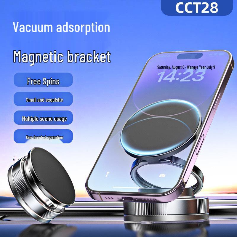 Double Ring Magnetic Car Mount: Rotatable, Foldable, Multi-Functional Phone Holder with Suction Cup