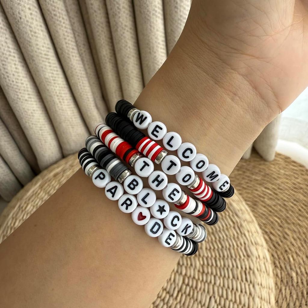 5 PCS Punk Rock Bracelet Black Concert Inspired Bracelet Jewelry For Fans Party Dress Outfit Merch.