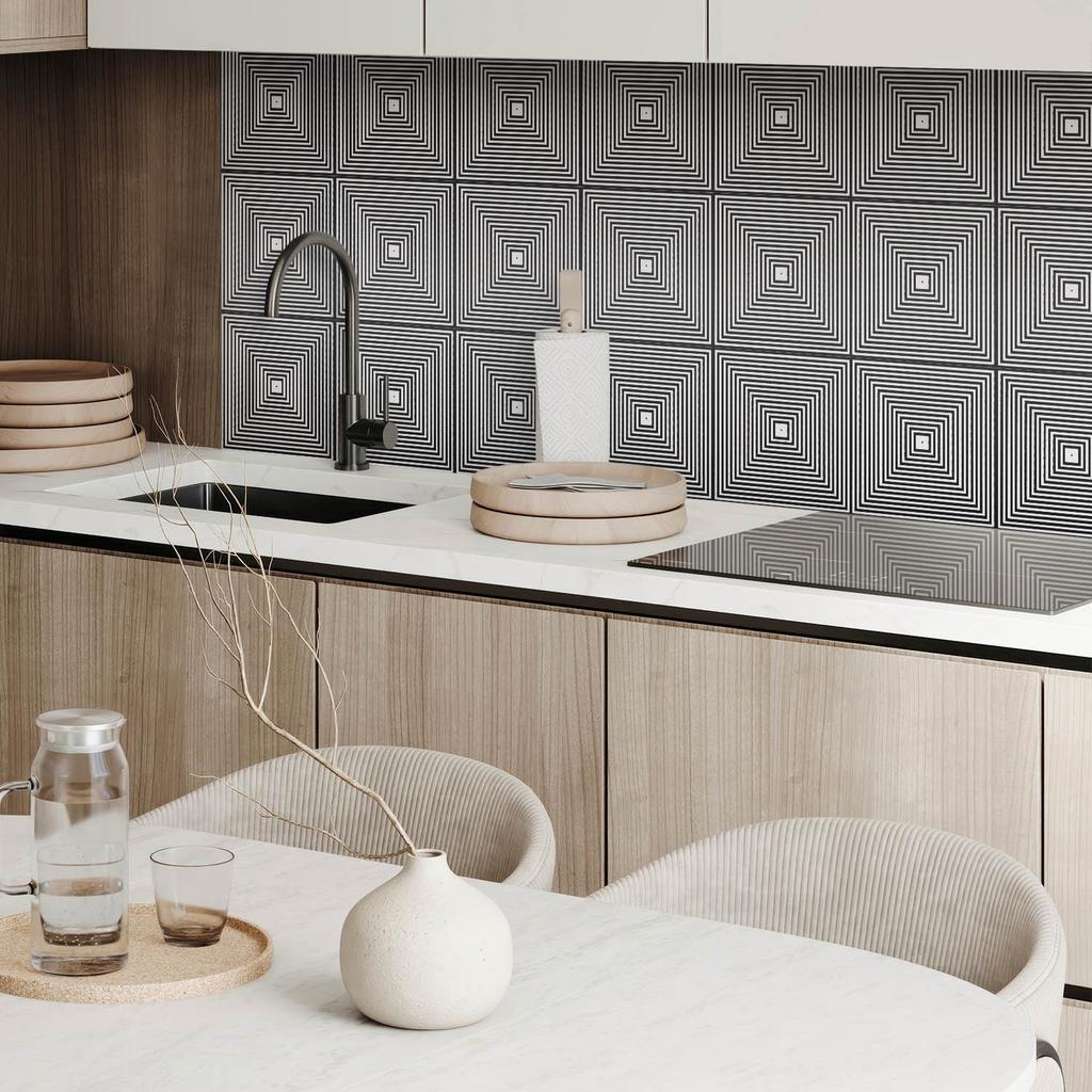 Decorative Vinyl Wall Tiles Concentric lines in squares 20x20x20 cm