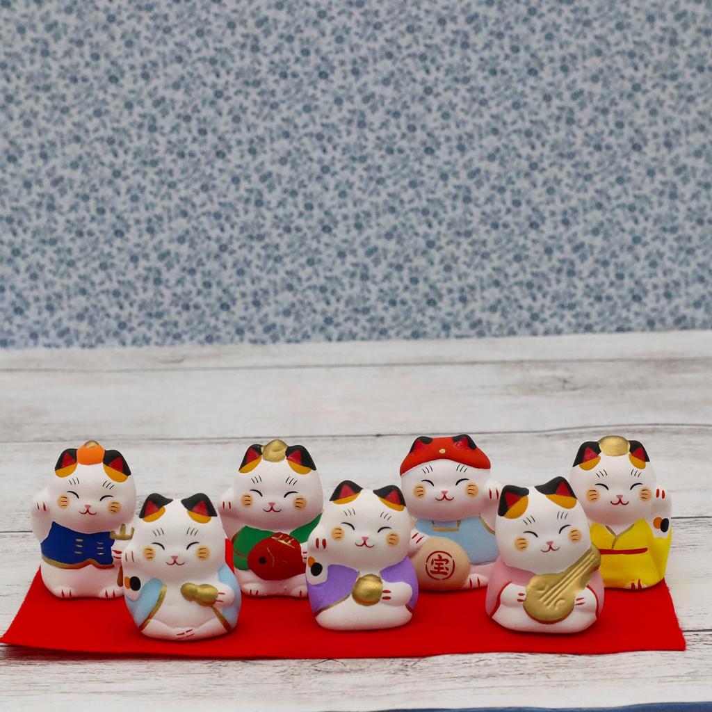 Yakushi Kiln Seven Lucky Gods Lucky Cat Good Luck (Treasure Ship) (with Sticker)