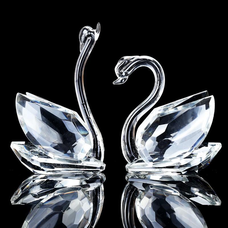 Lucky Gifts Collection of Colorful Crystal Swan Statue Home Ornament and Figurine Other Crystal Crafts
