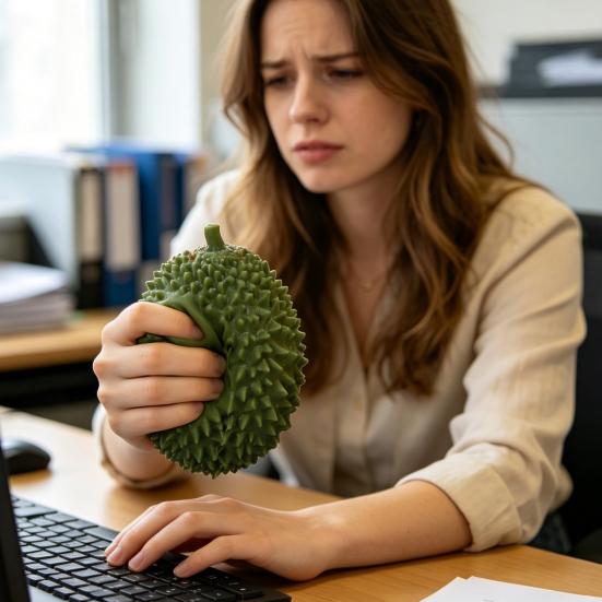 Stressabbau-Spielzeug Realistisches Durian-Quetschspielzeug, Linderung Falsche Tragbare Fokus-Weiche Dehnbare Simulierte Frucht-Sensorikball für Erwachsene Kinder