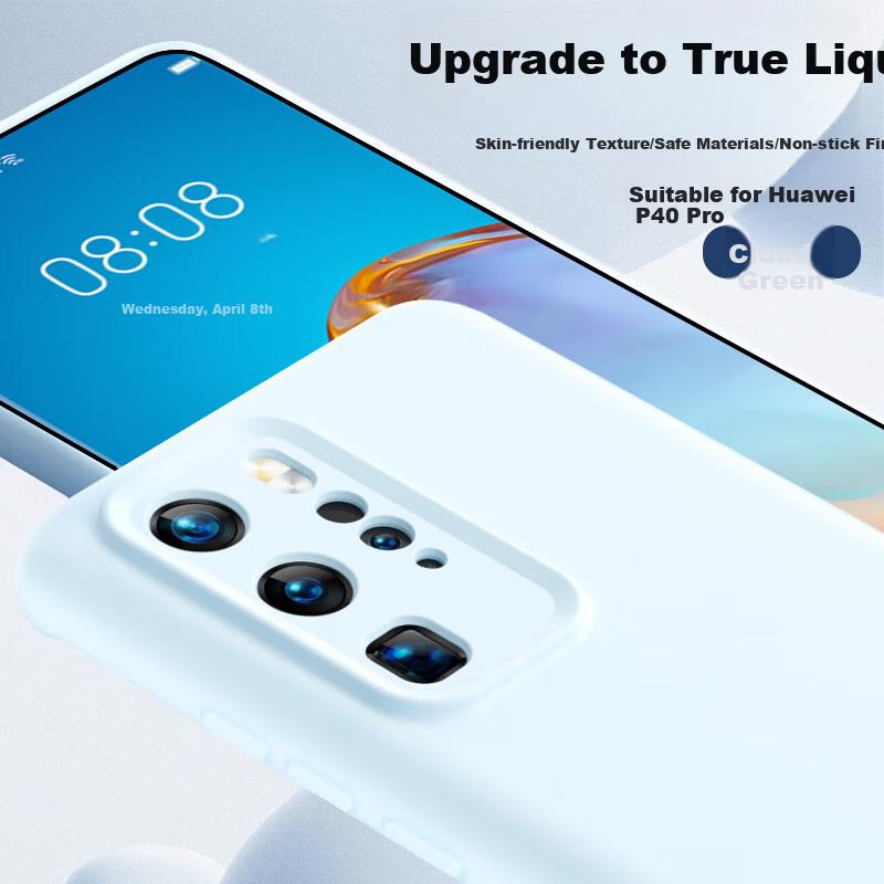 Huawei P40 Pro Phone Case, P40 Pro Premium Liquid Silicone Soft, Full Lens Protection, Shockproof, Anti-Fingerprint,n, Simple Outer, Cloud Blue Color