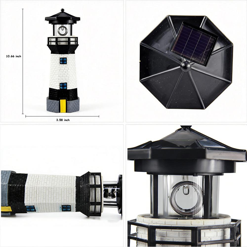 Lighthouse Solar LED Light Garden Fence Yard Outdoor Adornment Beacon Rotating Lamp Decoration Landscape Courtyard Lights