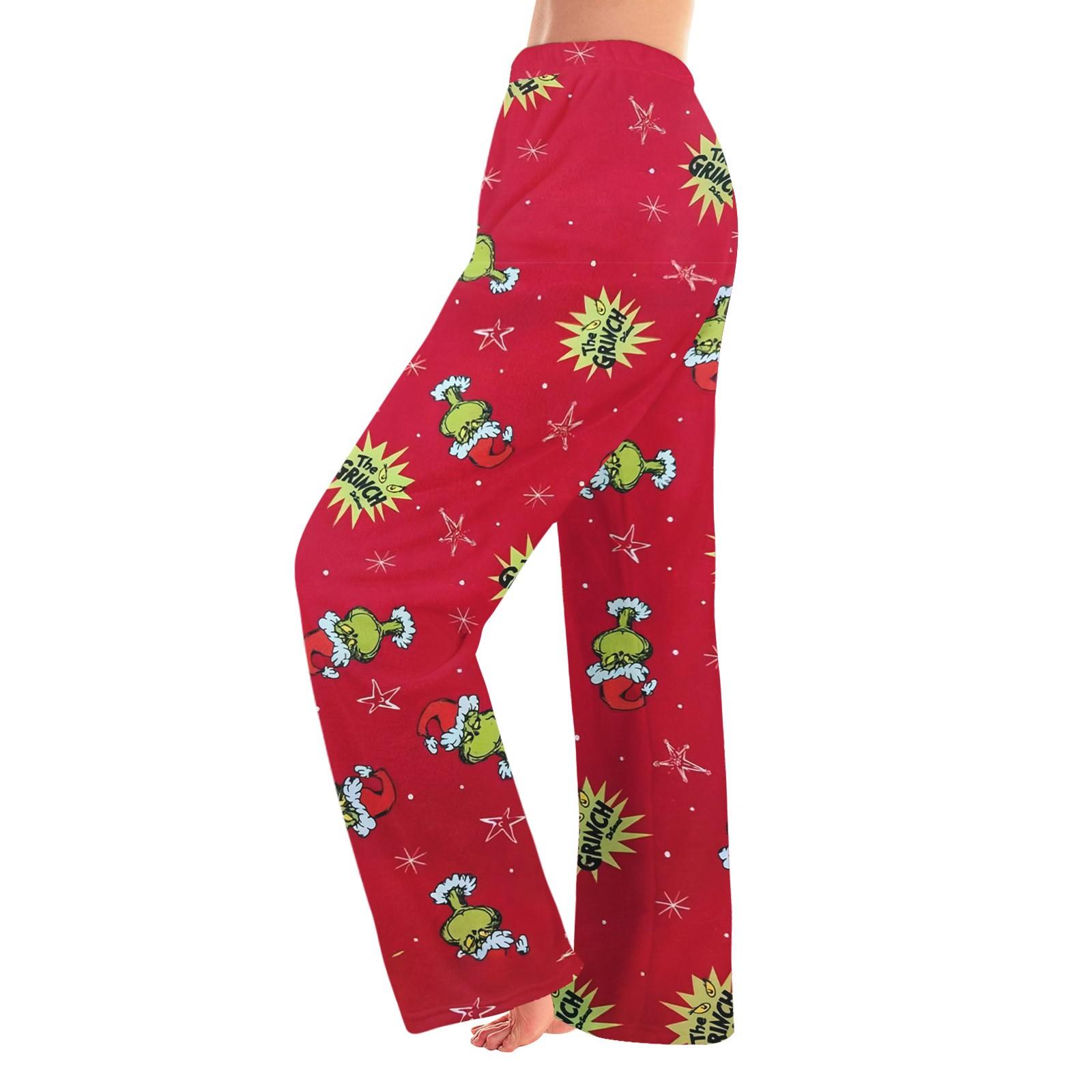 

Женские зимние брюки, длинные брюки, фланелевые брюки с рождественским принтом