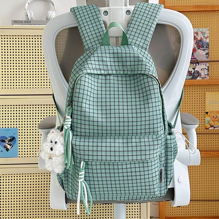 Schoolbag1011 New Spring and Summer Retro Plaid Backpack Women's Bag Student Large Capacity Lightweight School Bag Campus Versatile Backpack