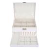 Jewelry Storage Box White Wood Large Capacity 2 Layer Multiple Compartments PU Leather Portable