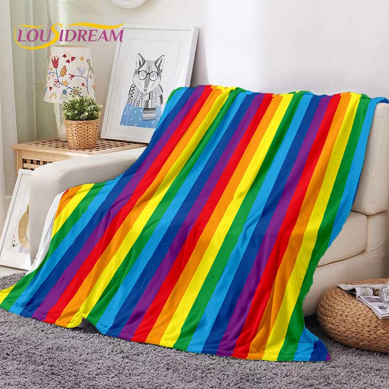 Rainbow Colour Illusion Cartoon Soft Flannel Blankets,Throw Blanket Comfortable Blanket for Picnic Beds Sofa Home Bedroom Gifts