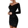 Damska Srebrna Suknia Wieczorowa Bodycon Jedno ramię z Zdobieniami Suknia Balowa