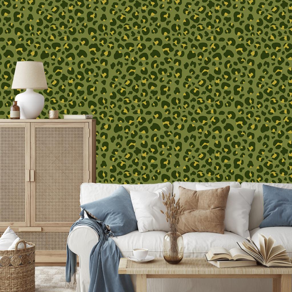 Olive and Lime Green Leather Wallpaper for Living Room and Bedroom 50x1000
