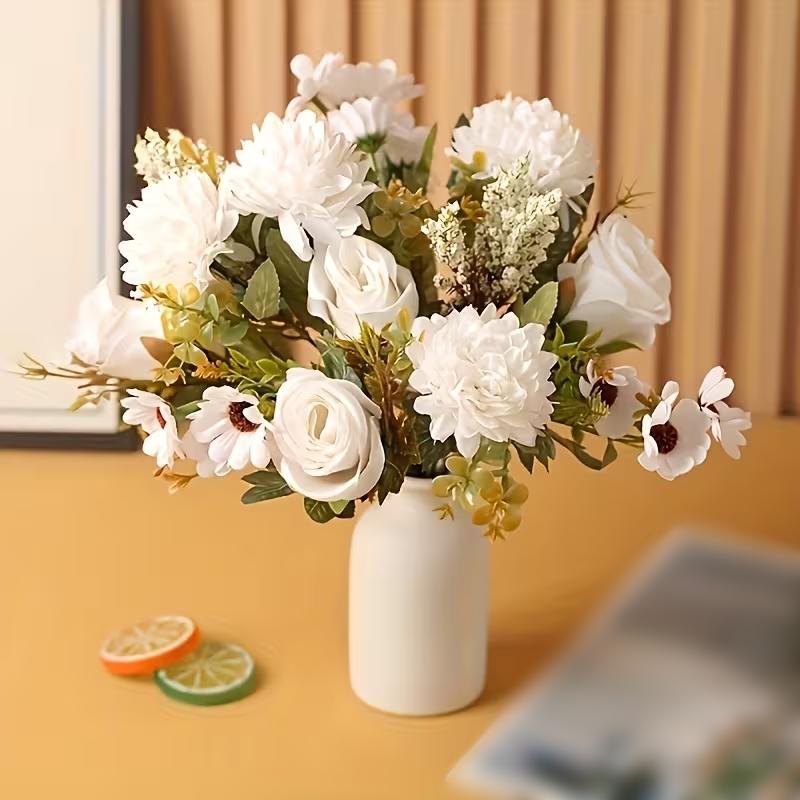 1PC Rose Bouquet Artificial Flowers Western Rose Wedding Decoration 6 Colors Peonies Fake Flowers Artificial Flowers