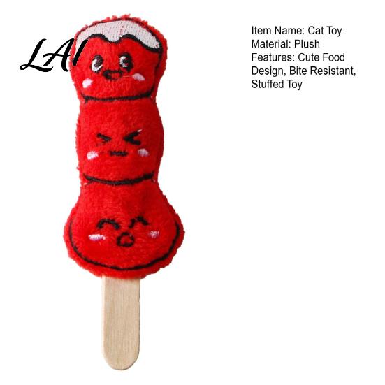 Bite Resistant Pet Plush Toy Cat Chew Toy Sugarcoated Haws Stick Design Kitten Teething Soft Toys for Kittens Stuffed Indoor Cats Biting,