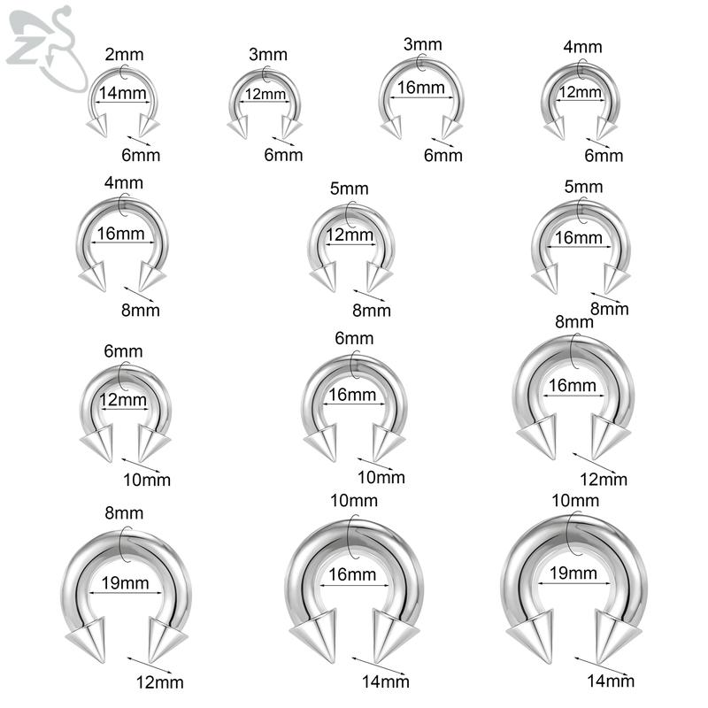 ZS 1 PC 00/0/2/4/6/8G Spike Edelstahl Nasenring für Männer Frauen Punk Großspur Septum Piercings Spike Ohr Flesh Expander