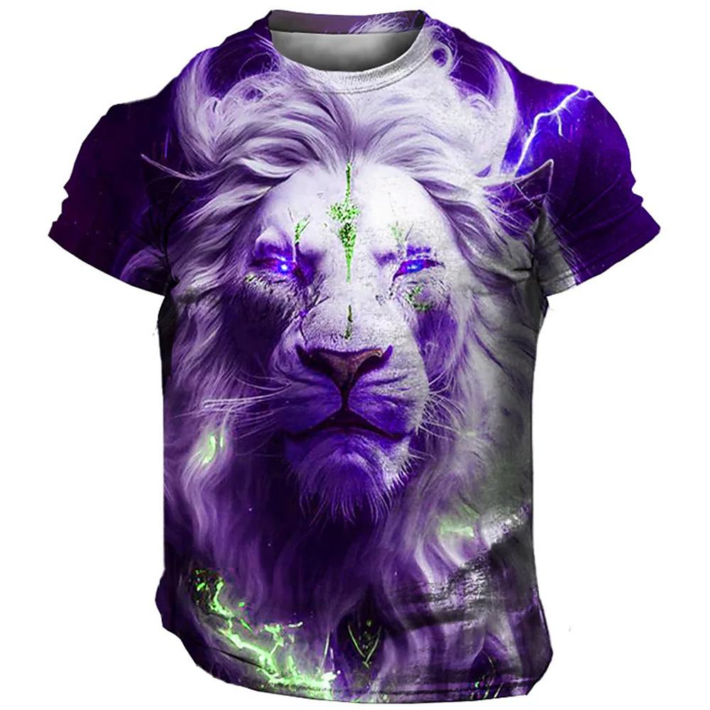 

Мужская футболка с 3D-принтом льва, летняя быстросохнущая футболка с коротким рукавом для мужчин, уличный тренд, мужская одежда, свободная футболка 6xl