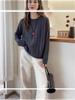Autumn/Winter Women's Pure Wool Round Neck Ribbed Sweater - European Style, Versatile, Loose Fit Knitwear