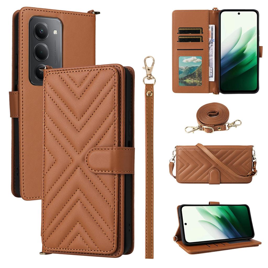 For Xiaomi Redmi 15 5G (Global) (169mm) Case with Shoulder/Wrist Strap Leather Phone Cover Stand Wallet