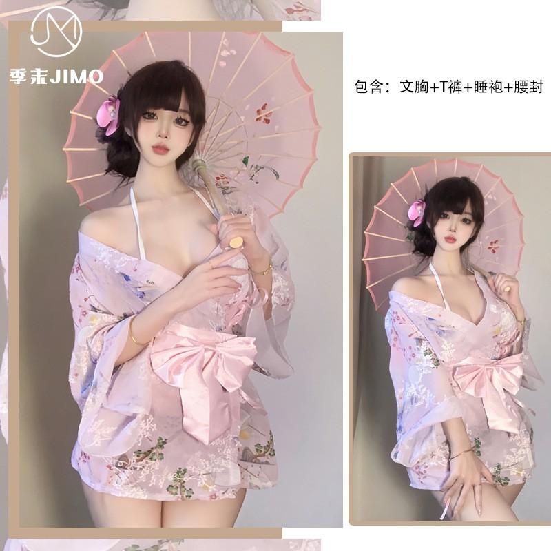 

Sexy lingerie Tokyo god girl * sweet bow sexy print embroidered kimono bathrobe chiffon nightgown one size fits all