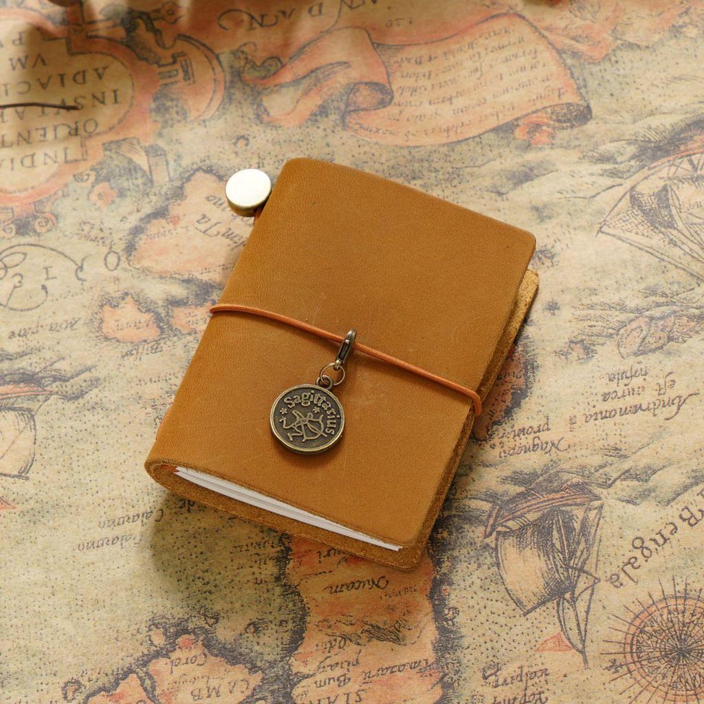 Mini Carnet de Poche à Feuilles Mobiles en Cuir de Vache pour Voyageur