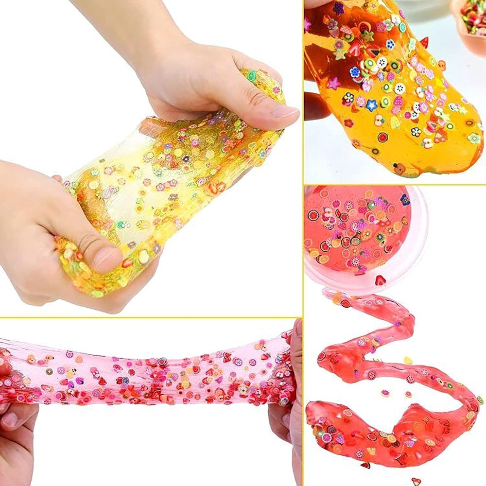 UQTOO DIY Slime Kit with 31 Pieces, Crystal Clay, Beads, Fru