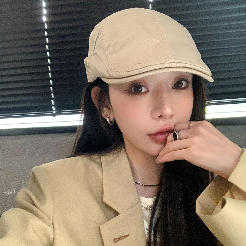 Niche forward hat British retro solid color women's fashion personality anti-wearing beret newsboy hat