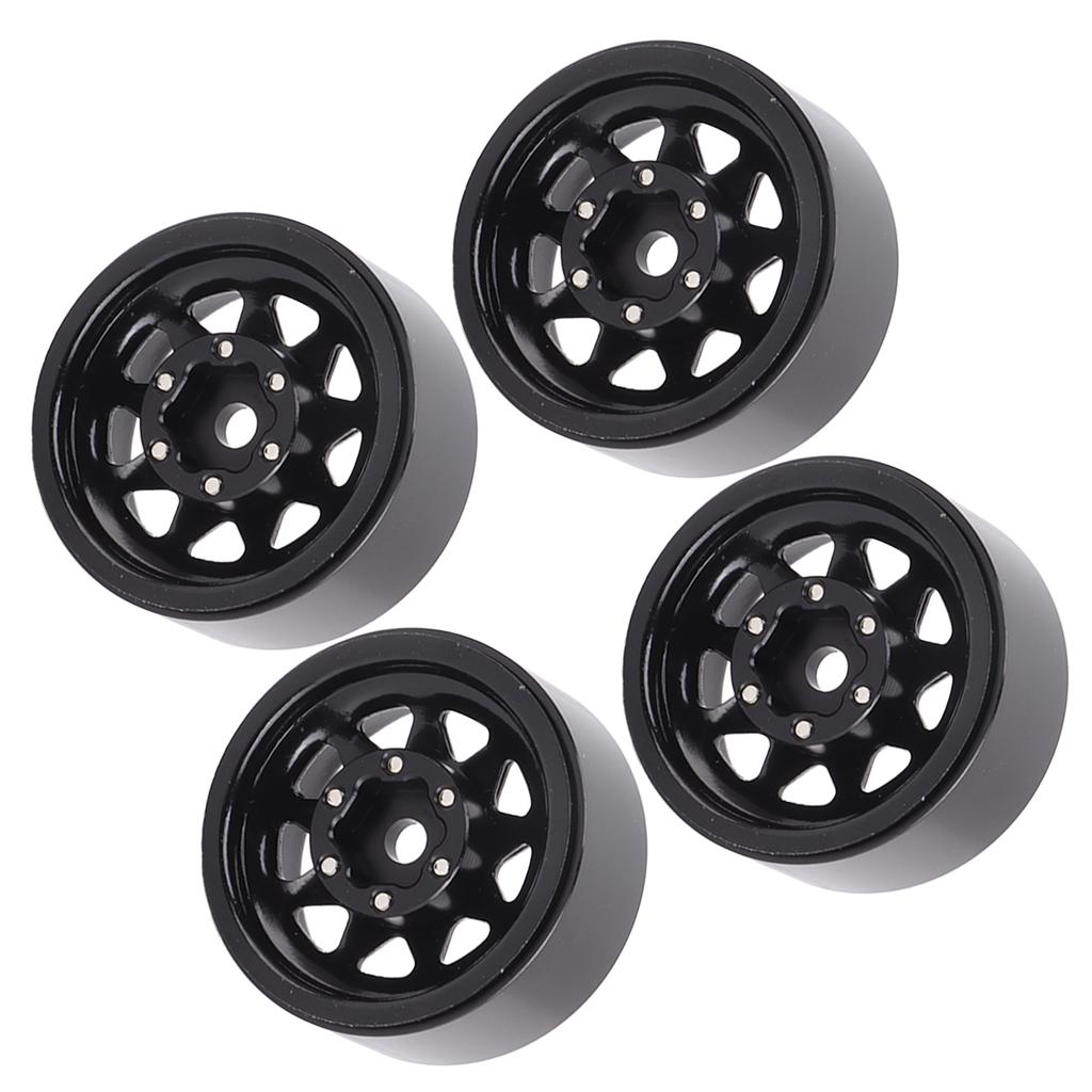 4Pcs Beadlock Wheels 1in Deep Groove Universal for Traxxas ATV RC Car Body Parts with Screws Black