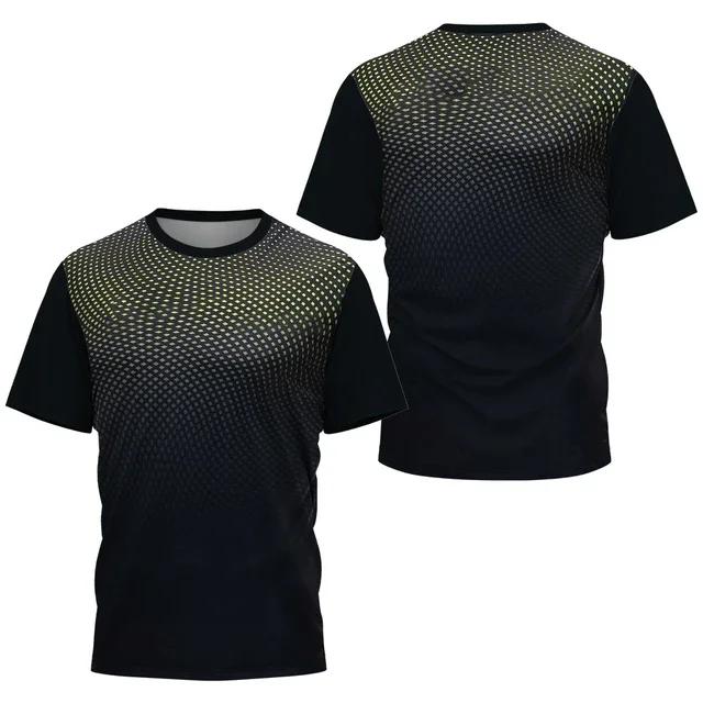 Fashion Gradient Stripe Print T Shirt For Men Badminton Table Tennis Training Clothing Summer Tops Casual O-neck Sports T-Shirts