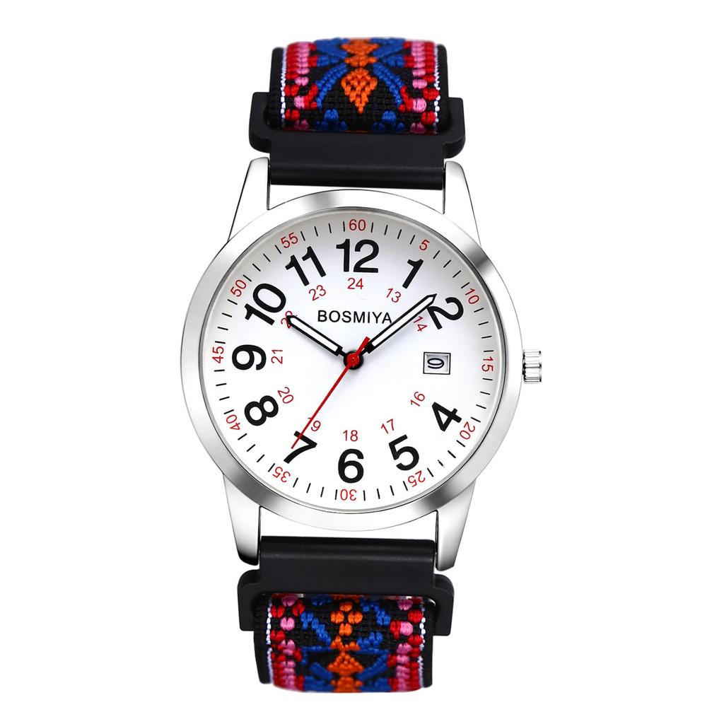 Braided Analog 24 Hour Date Display Adjustable Fashion Watch Boyfriend Gift Men's Wristwatch, Band, Elastic, Waterproof Display, Calendar, Window,