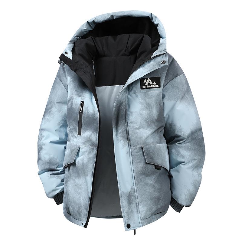 2025 Winter Men's Trendy Korean Tie-Dye Hooded Down Jacket