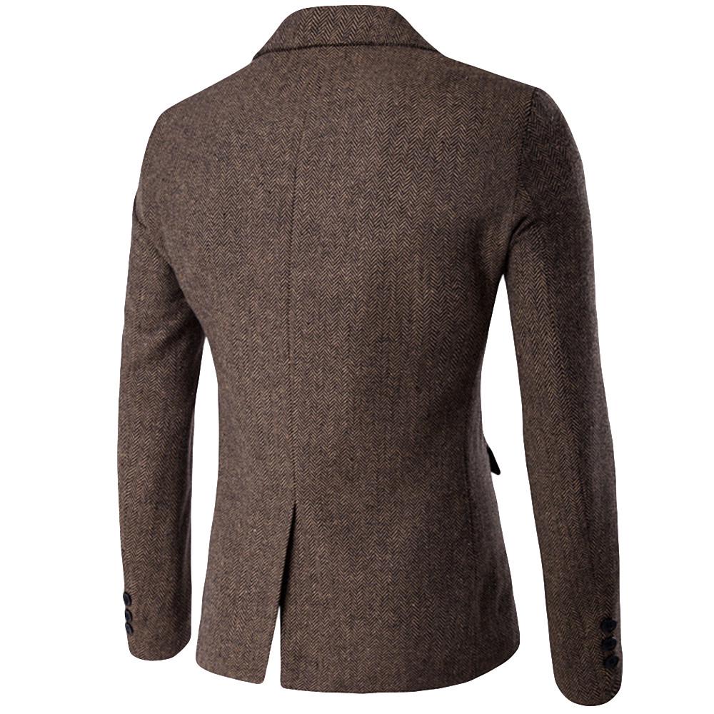 Men's Casual Fashion  Color Single Button Long Sleeve Suit Jacket Coat