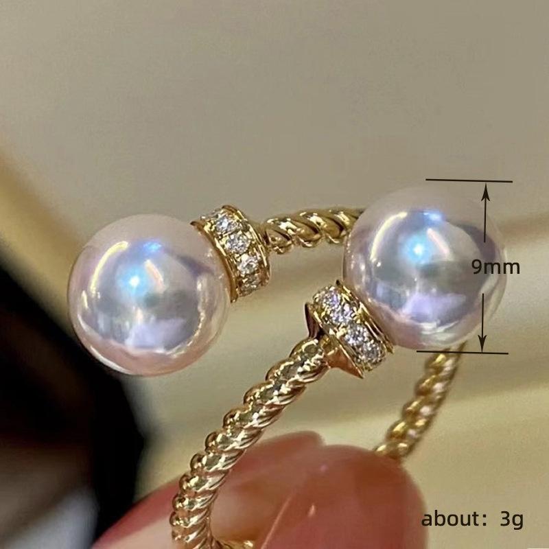Fashionable Twist Double Bead Adjustable Ring