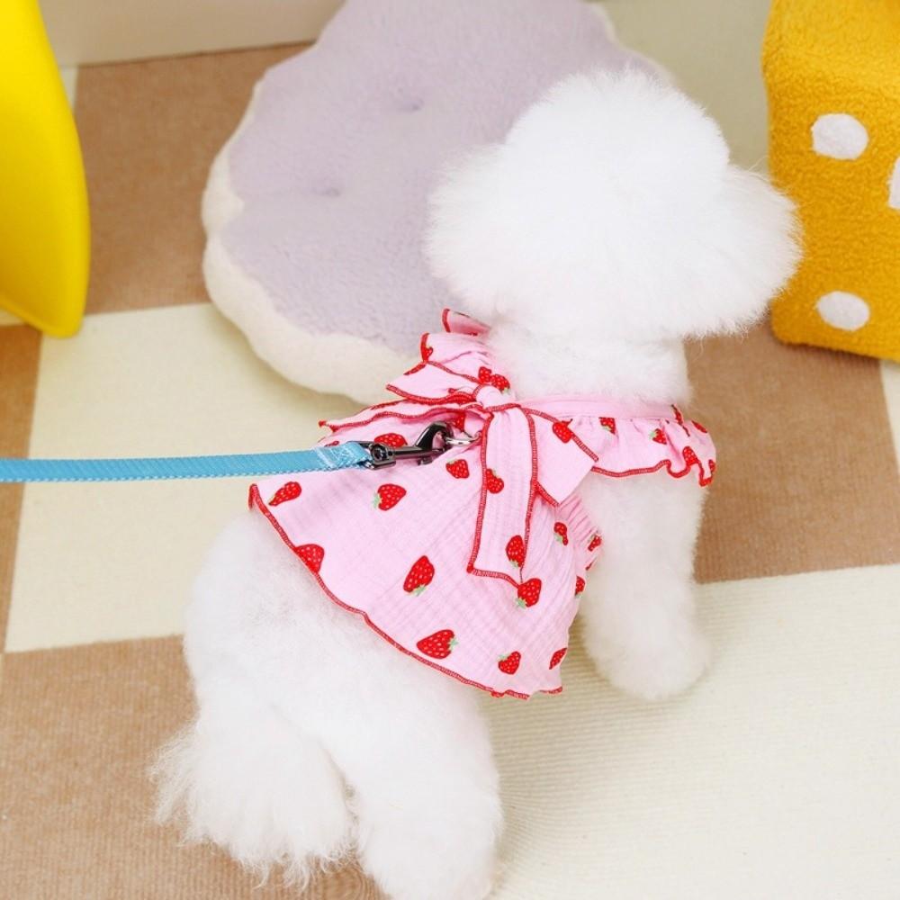 New Strawberry Print Pet Dog Dress Chihuahua Clothing Sweet Summer Puppy Skirt Bow Cool Cat Dog Skirt Pet Supplies