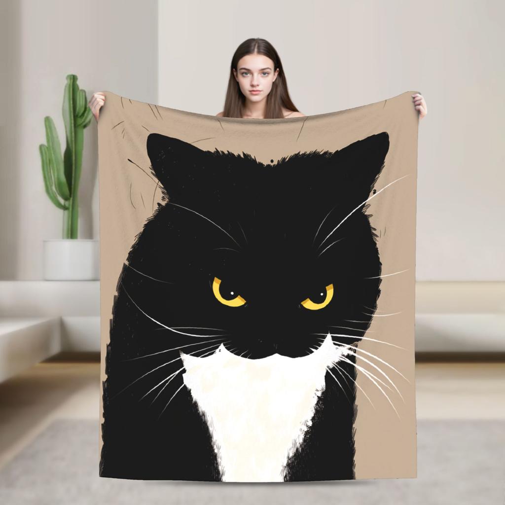Whimsical Reading Cat Plush Blanket Girls Boys Flannel Throw Blanket For Living Room Warm Soft Custom Quality Bedspread Gift