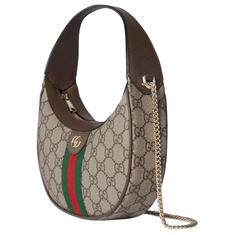 Gucci Ophidia Classic Double G Print Leather Trim Shoulder Tote Bag Small Women Handbags Beige Brown 838463-FAE0P-9746