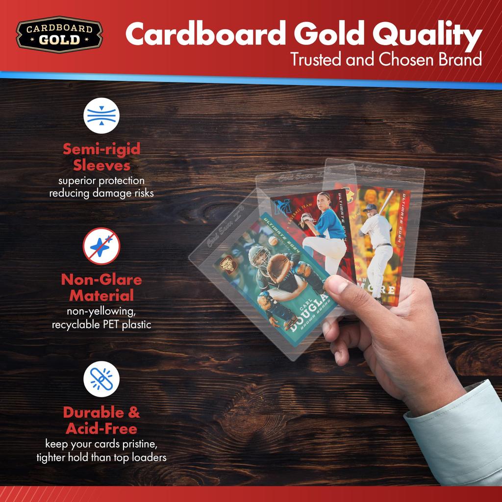 Cardboard Gold Card Saver 1 Card Holders for Submitting Cards for Grading by Pack of 50 - Semi-Rigid PSA/BGS - (20)