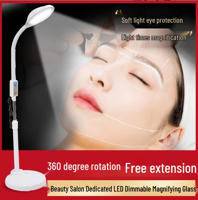 Beauty LED Cold Light Strip Magnifying Glass Floor Lamp for Eyebrow Tattooing, Manicure, Eyelash Extensions, and Embroidery