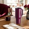 32/40oz Stainless Steel Straw Insulated Water Bottle Thermal Coffee Car Cup Cold Hot Mugs Large Vacuum Flask for Outdoor Travel