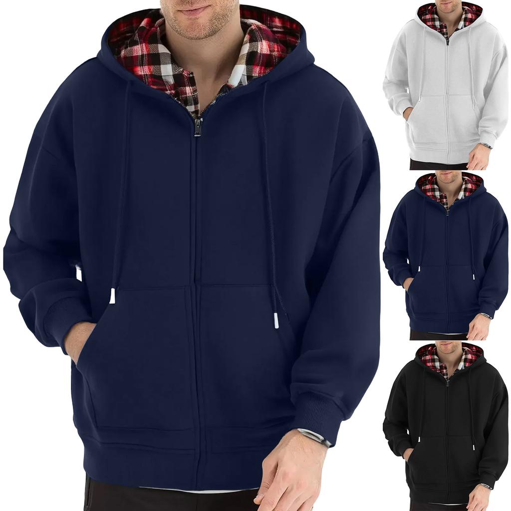 Men's Patchwork Top Loose Zipper Cardigan Jacket