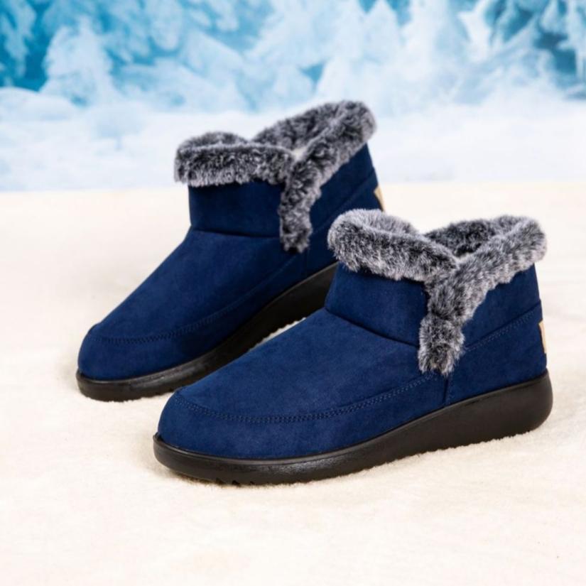 New Winter Snow Boots with Solid Color, Simple Design, and Plush Insulation. Low Cut, Versatile, Waterproof, and Thick Cotton Boots