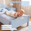Children's Bed, 70 x 140 cm, Safety Rail, Cloud Pattern, Blue
