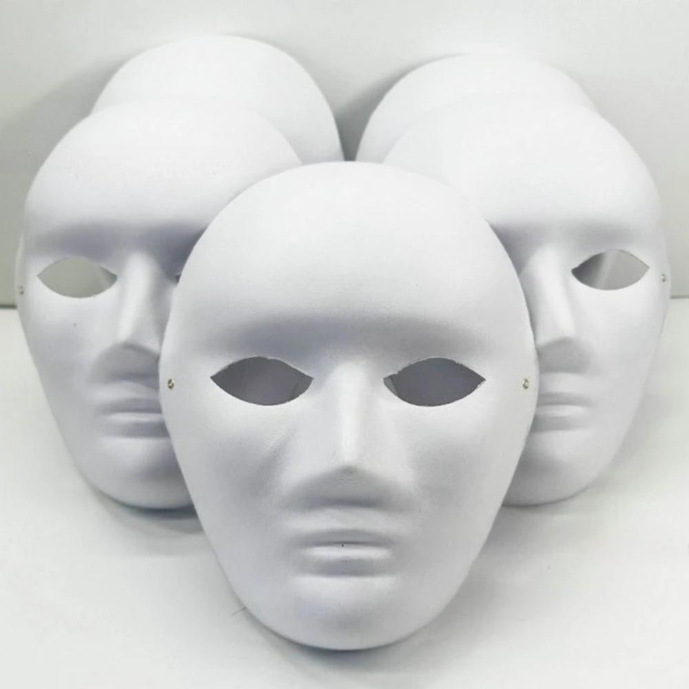 5Pcs Blank Surface DIY Full Face Masks White Paintable Craft Masks Paper Mache Masks for Cosplay
