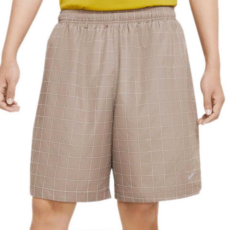Nike Reflective Loose Checkered Sports Shorts Men Bottoms Olive Grey DA1516-040