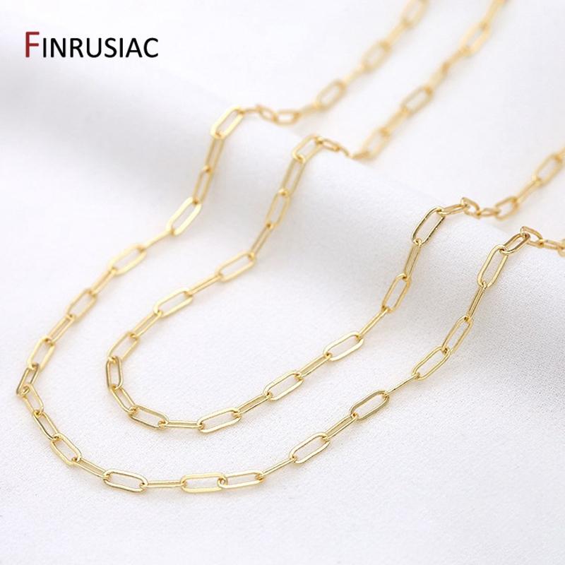 2 Types 14K Gold Plated Oval Cable Chains DIY Jewelry Making Accessories Handmade DIY Bracelets Necklace Chain Fittings