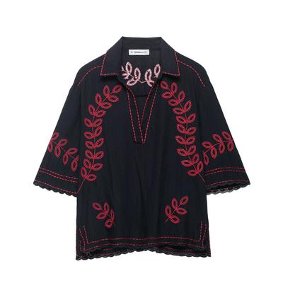 European and American Style, Wholesale Women's Clothing, Fashionable and Versatile Temperament, Cross-border Foreign Trade Embroidered Shirts a
