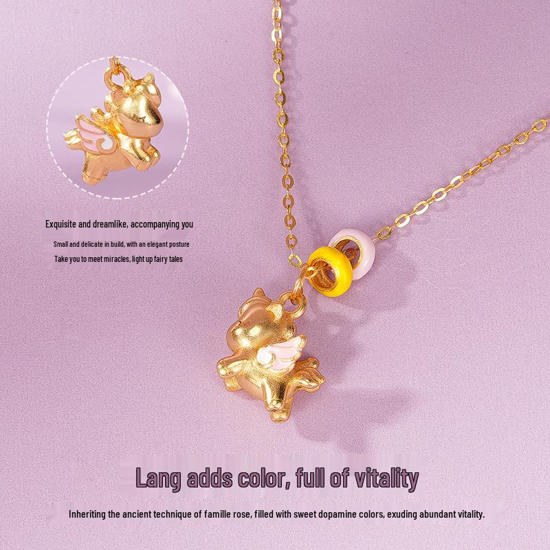 Tichya S925 Sterling Silver Unicorn Necklace for Women – Sweet, Light Luxury Little Pegasus Clavicle Chain