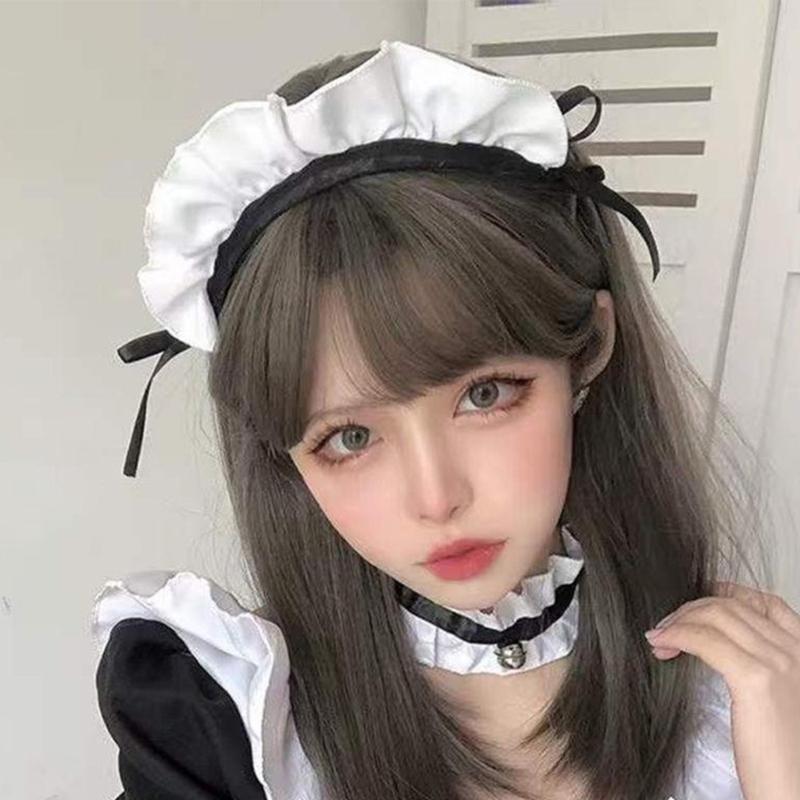 Ruffle Maid Headband Bowknot Ruffled Hair Hoop Maid Hairband Maid Cosplay Costume Accessory For Women Halloween Cosplay