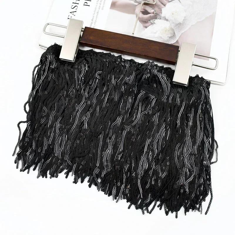 Meetee 1-5Yards 17cm Sequin Laser Tassel Fringe Curtain Dress Edging Tassels Lace Decorative Trimmings Home Sewing Accessories