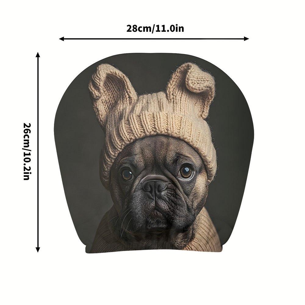 Hat French Bulldog Print Headrest Covers, Washable and Easy to Clean Seat Cushion Protectors with Elastic Design for a Perfect Fit