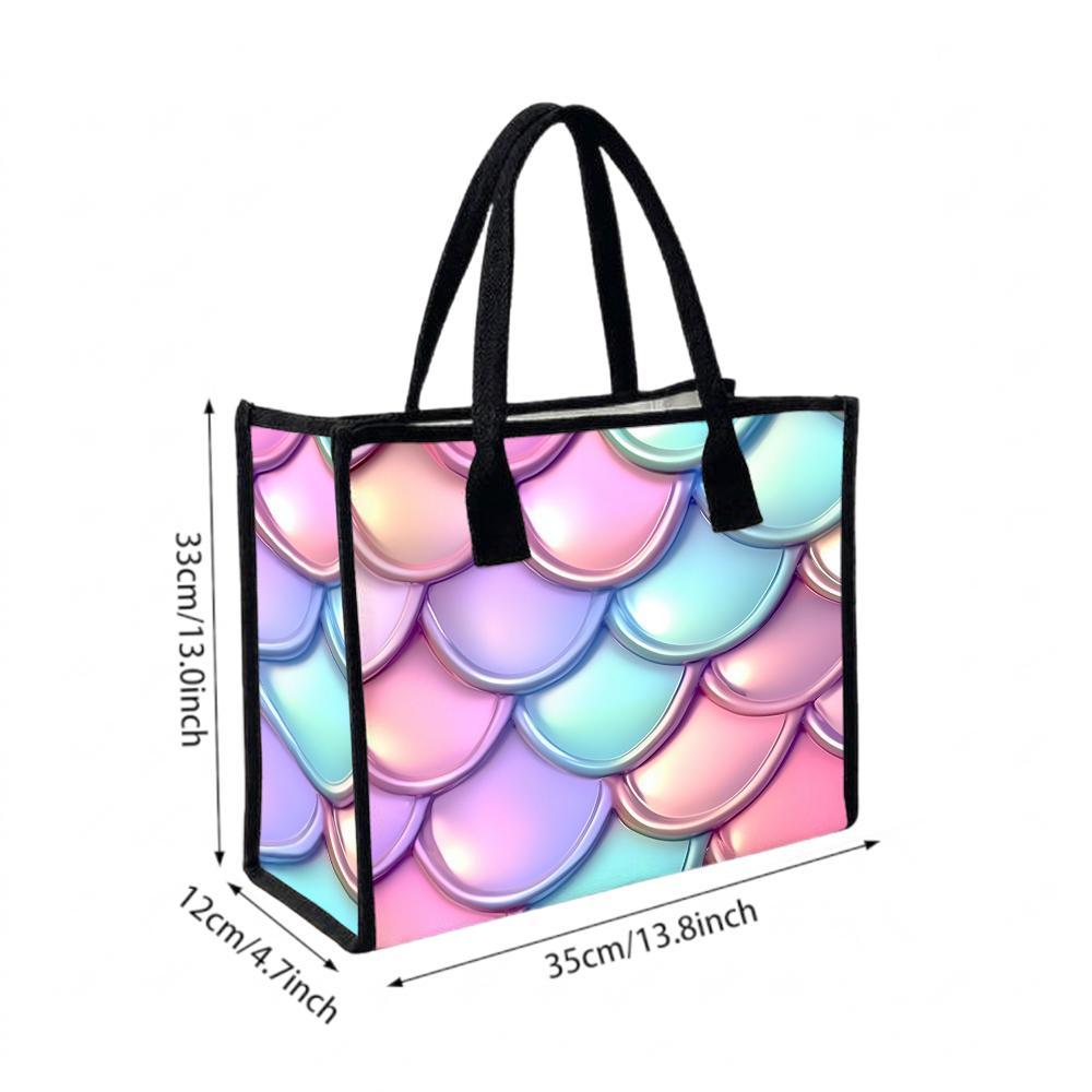 Iridescent Mermaid Scales Pattern Fashion Large Capacity Casual Tote Bag for Daily Shopping Travel Commute Use