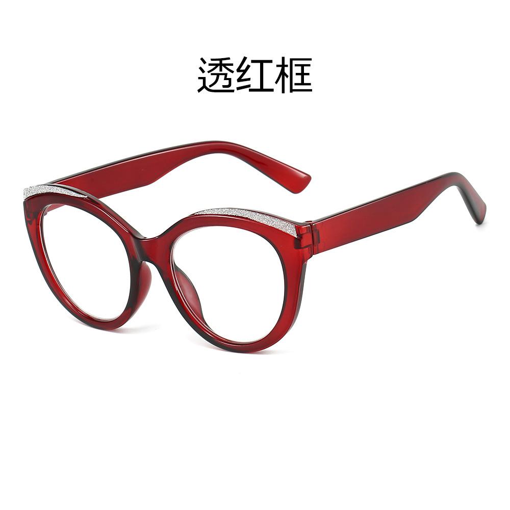 Floral Anti-Blue Light Cat Eye Glasses Frame for Women, European and American Fashion Cat-Shaped Frame, High-End Ultra-Light HD Reading Glasses